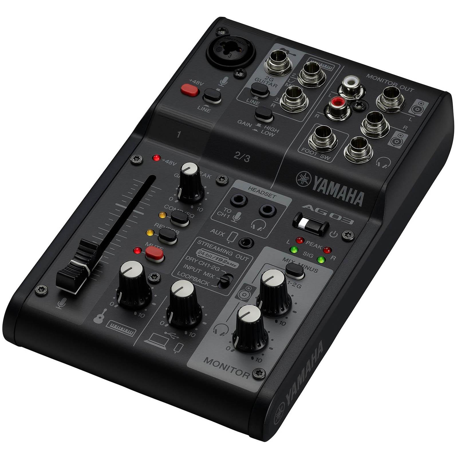 Photos - Mixing Desk Yamaha AG03MK2 B 3-Channel Mixer/USB Interface for iOS/Mac/PC Black 